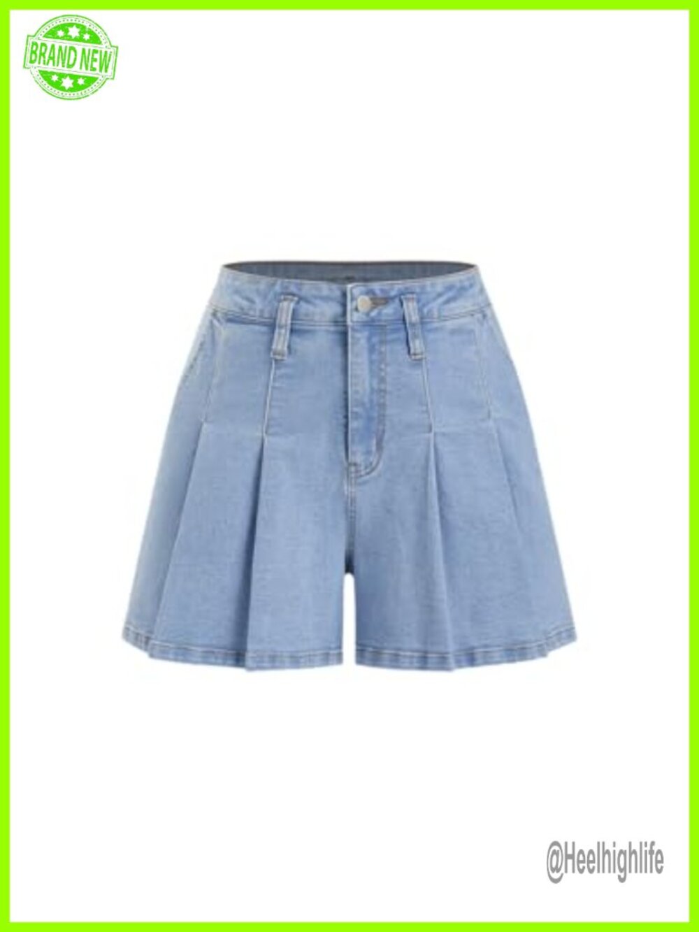 High Waisted Pleated Jorts A Line Jean Shorts Summer Casual